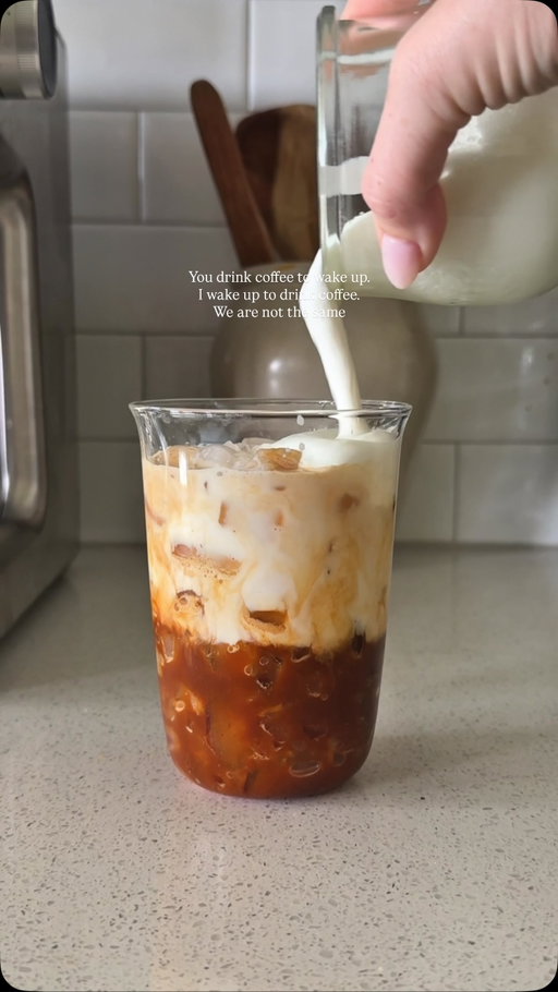 A daily ritual I cannot wait for 🤎🤭 #coffee #coffeeathome #coffeelover #icedcoffee
