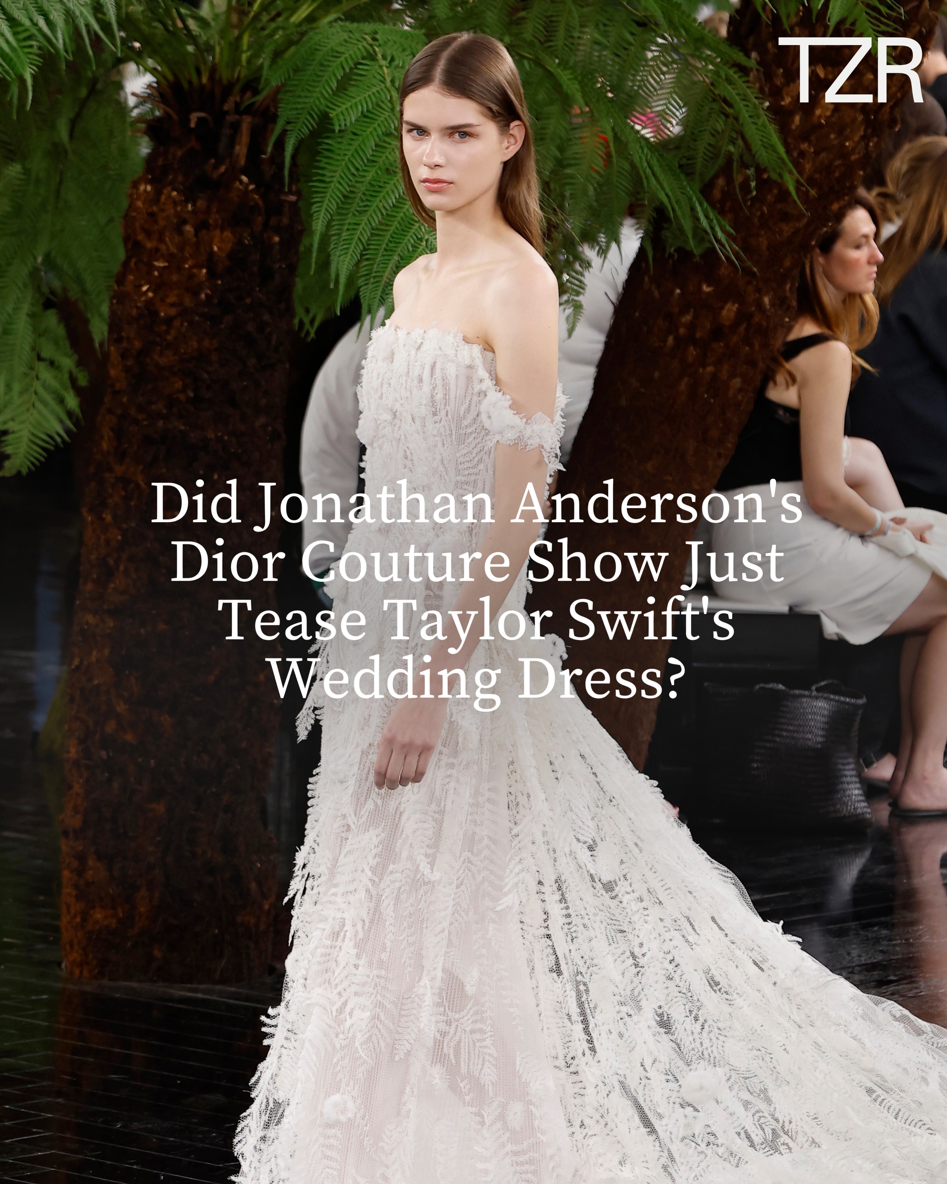 Three days after #TaylorSwift tied the knot in a custom @dior Haute Couture gown, Jonathan Anderson unveiled his Fall 2026 Couture collection in Paris. The show closed with a breathtaking bridal look made of hand-pleated chiffon overlaid with delicate fern accents—providing some possible insight into what Swift’s wedding gown may have looked like.

Anderson worked with acclaimed American artist Lynda Benglis, drawing on her sculptural forms and nature-inspired work to create a collection that seamlessly blended whimsy and the natural world. The runway was punctuated by metallic pleating, grass-fringed textures, floral details, and playful accessories like an armadillo bag.

📷: Getty