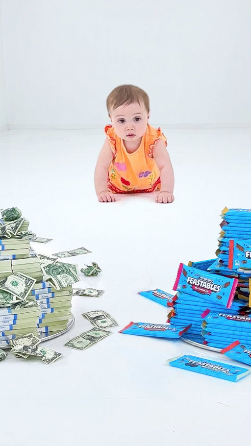 would a baby choose $10,000 or Feastables? 👀