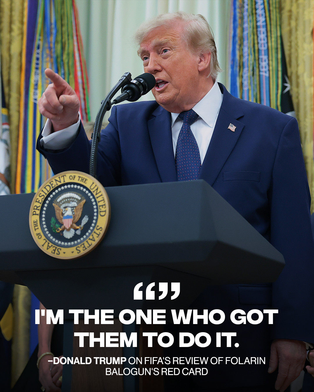 President Donald Trump addressed his involvement in Folarin Balogun's suspended red-card ban today, confirming that he personally asked FIFA President Gianni Infantino to review the decision after believing the challenge did not warrant a red card.
ㅤ
FIFA later suspended Balogun's one-match ban under Article 27 of its Disciplinary Code, making the USMNT striker available for Monday's Round of 16 match against Belgium.
ㅤ
(📸: Getty)