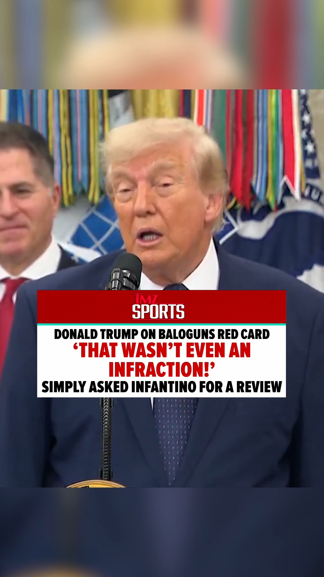 Donald Trump says we should go to VAR for his self-alleged conversation with FIFA President Gianni Infantino to review the red card that was given to USMNT striker Folarin Balogun on last Wednesday's U.S. vs. Bosnia World Cup match. 🎥 ⚽

The #FIFAWorldCup is streaming live on FOX One.