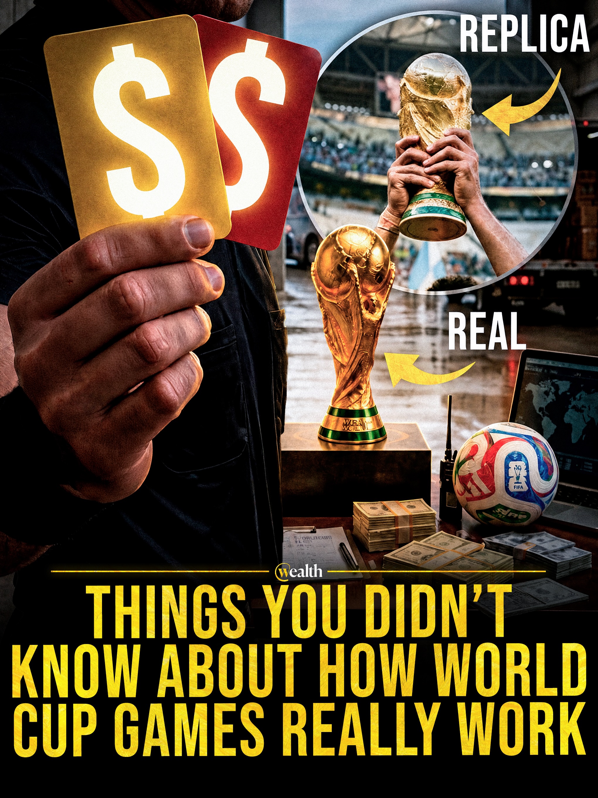 World Cup operations extend far beyond the match itself. ⚽️💵

At the FIFA World Cup, yellow cards, red cards, referee decisions, team arrivals, and prize money all sit inside a tightly managed system. Financial penalties can follow cards and misconduct, qualified teams receive tournament payments before the opening match, and referees work for major tournament fees.

Even the champions do not keep the original trophy permanently. Football’s biggest tournament is also a controlled global operation built on contracts, compliance, travel planning, and strict procedures.

#WorldCup #FIFA #Football #SportsBusiness #SportsFacts