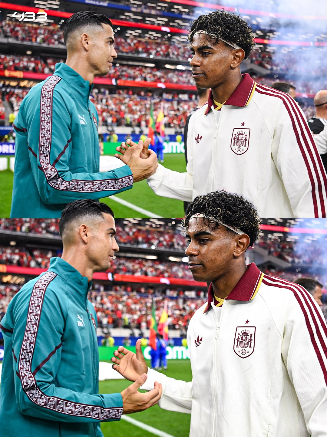 𝐎𝐍𝐋𝐘 𝐑𝐄𝐒𝐏𝐄𝐂𝐓 🤝

Cristiano Ronaldo had already made his World Cup debut (2006) before Lamine Yamal was even born (2007) 🤯

Now they face each other on the biggest stage. Cristiano is one of the oldest players at this World Cup, while Lamine Yamal is one of the youngest.

Two eras 🤝 One stage
