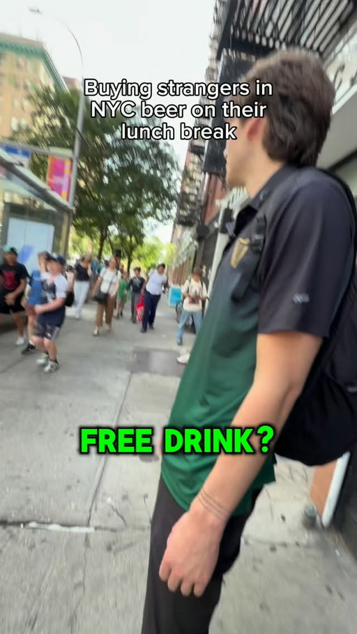 Buying strangers drinks in NYC on their lunch break

Today we met “Runner” on the street (yes that’s his real name)

He just finished a 10 mile run in Gucci flip flops and was drinking a Margarita out of a Starbucks cup

We treated him to a refreshing @dirtywaterworld after his run, which he said went perfect with his Margarita