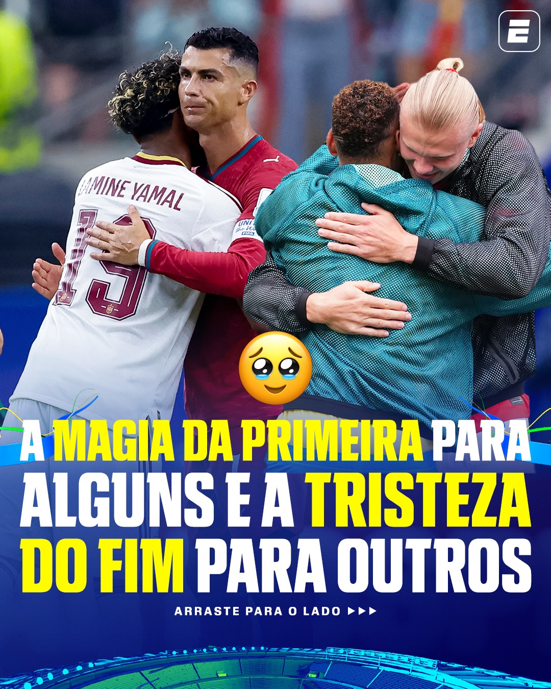 Cristiano Ronaldo e Lamine Yamal, Neymar e Haaland... alguns jogadores fazendo as suas primeiras partidas na Copa do Mundo, outros jogando suas últimas. E é assim há muitos anos 💭

👉 Assista à Copa do Mundo FIFA pela CazéTV, no #DisneyPlus, sem custo adicional.

#ESPN2026 #FIFAWorldCup