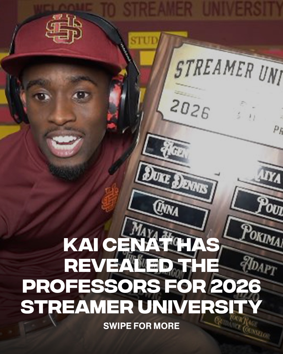 Kai Cenat has officially revealed the professors for 2026 Streamer University. Who are you most excited to learn from? 👀