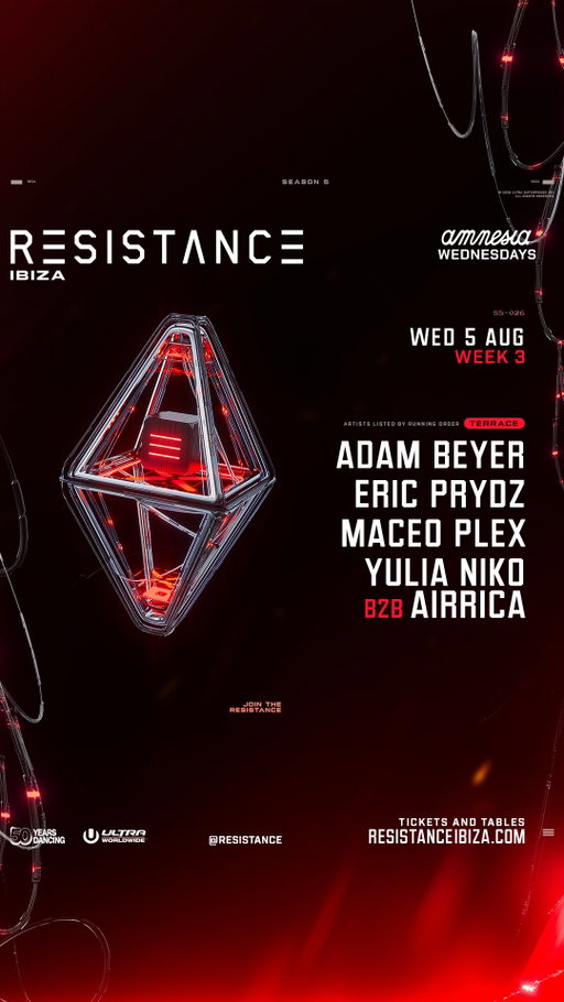 The wait is over.

@ericprydz begins his RESISTANCE Ibiza residency with his first of three performances on Wednesday, 5 August at @amnesiaibiza.

Alongside:

@realadambeyer @maceoplex @yulianiko B2B @_airrica

Tickets & Tables available now. Link in bio