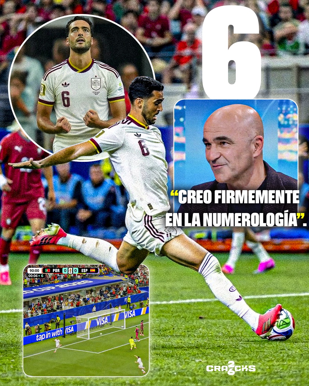 😳 LA NUMEROLOGÍA TRAICIONÓ A PORTUGAL.

🇵🇹 Antes del Mundial, Roberto Martínez dijo que confiaba mucho en la numerología y que el número 6 podía traerle algo grande a Portugal.

✨ 1966: mejor Mundial de su historia.
🏆 2016: campeones de Europa.
🔥 2006: semifinalistas.

💀 ¿Y cómo terminó todo? Portugal quedó eliminado el 6 de julio de 2026.

🇪🇸 El gol lo marcó Mikel Merino, dorsal número 6. A los 90:06. En el 6º tiro a puerta de España.

⏱️ Incluso terminaron dando 6 minutos de descuento. 

😭 Todos los 6 aparecieron… pero para eliminar a Portugal.