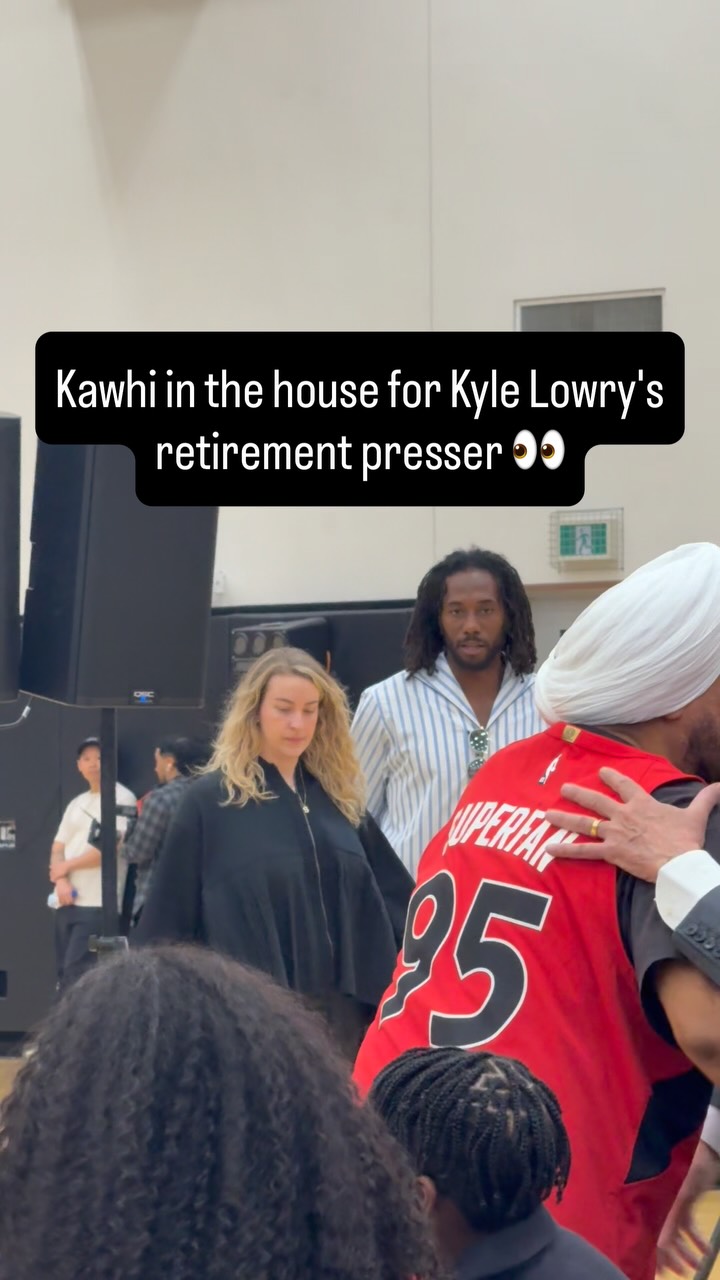 Kawhi pulled up for Kyle Lowry's retirement presser in Toronto 👀