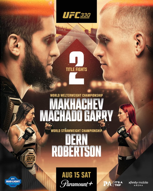 BROAD STREET BRAWLS 👊

@Islam_Makhachev vs @IanGarry 
@MackenzieDern vs @Savage_UFC 

[ TWO TITLE FIGHTS | #UFC330 AUG 15 on @ParamountPlus ]