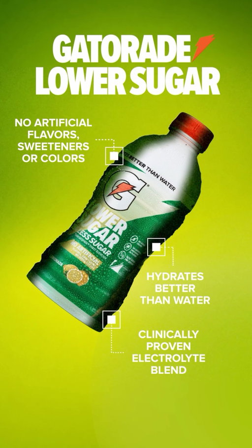Gatorade Lower Sugar is designed to help keep you hydrated when you’re on the go ⚡️