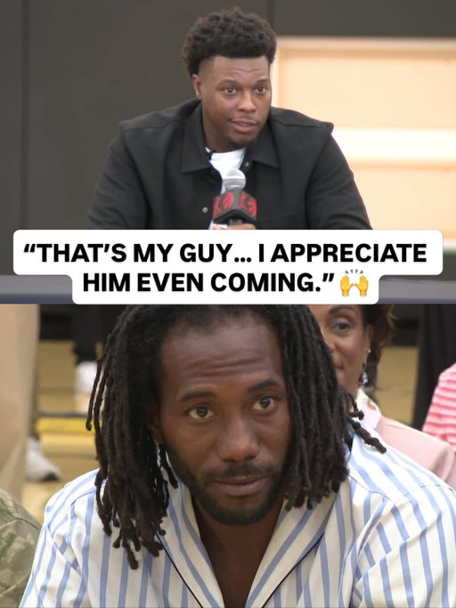 @kyle_lowry7 on @kawhisklawset attending his @raptors retirement press conference 🤝