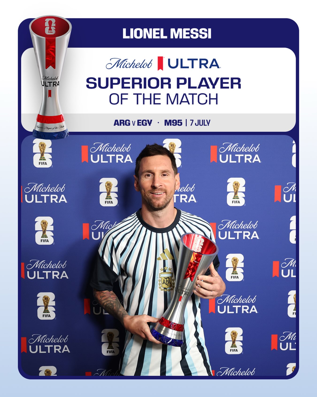 Your votes are in – Lionel Messi is the @MichelobUltra Superior Player of the Match! 🌟

 #FIFAWorldCup #SuperiorPOTM