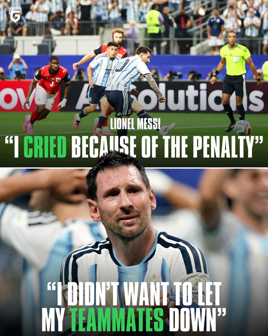 Lionel Messi reveals what caused the tears at full time...

🗣: “I cried because I felt that I let my teammates down because of the penalty I missed… and the way I took it”.

“But thankfully once again, God had something special for me in the end. I’m very happy”.

“We didn’t deserve to go home, we could not let it end like that”.

“This group really deserved to keep going. We never give up, at all. Never”. 🫂