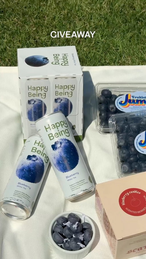 [CLOSED] Good things come in blue 🫐✨
National Blueberry Day felt like the perfect excuse to team up with @thefruitistco @eatsweetnothings @scandles___ and @soonskincare for a giveaway that’s as good as it sounds.

TWO WINNERS WILL RECEIVE:
🫐 A 16-pack of @happybeing.co Blueberry White tea (your choice of still or sparkling)
🫐 An assortment of @thefruitistco Jumbo Blueberries 
🫐 @eatsweetnothings Blueberry Smoothie Pops
🫐 @scandles___ Box of Blueberry Candles
🫐 @soonskincare Hydrating Blueberry Eye Patches

HOW TO ENTER:
1️⃣ Follow @happybeing.co @thefruitistco @eatsweetnothings @scandles___ and @soonskincare 
2️⃣ Like & Save this post
3️⃣ Tag a blueberry lover you want to share this with 🫐

Giveaway ends Wednesday, 7/15. Open to U.S. residents 18+ only. No purchase necessary to enter or win. Two winners will be randomly selected and contacted via DM by Friday, 7/17, by @‌happybeing.co. This promotion is in no way sponsored, administered by, or associated with Instagram, Facebook, or TikTok.