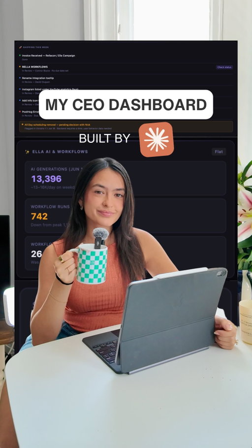 The first thing I look at every morning isn’t my inbox anymore. It’s a custom CEO briefing dashboard that gives me the exact health of our business, and I built it without writing a single line of code.

It pulls live data straight from our codebase, database, and APIs so I can see our daily active users, how many people are using Ella, and how many autoposts went through. 

I built the entire thing using @claudeai Code 💻 It runs directly in the terminal, so I just used plan mode to explain exactly what I wanted in plain, non-technical English. It gave me a plan, I approved the steps, and it built the dashboard in minutes.

As a founder, getting this kind of real-time visibility usually takes weeks of engineering time. Being able to spin up exactly what I need, when I need it, completely changes how fast we can move. 

There is so much more I want to build with this now. What do you think I should try building next? #ClaudePartner