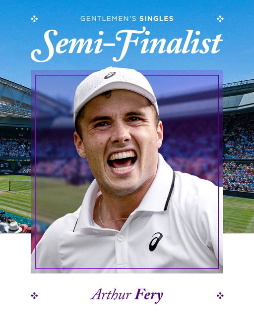 Arthur Fery, Wimbledon semi-finalist. 

An incredible achievement - the first British wild card to reach the final four at The Championships 🇬🇧