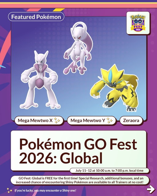 📣Calling all Trainers 📣

Make sure you’ve got all the details for this upcoming #PokemonGOFest2026: Global and some extra tips when facing Mega Mewtwo! 🤩