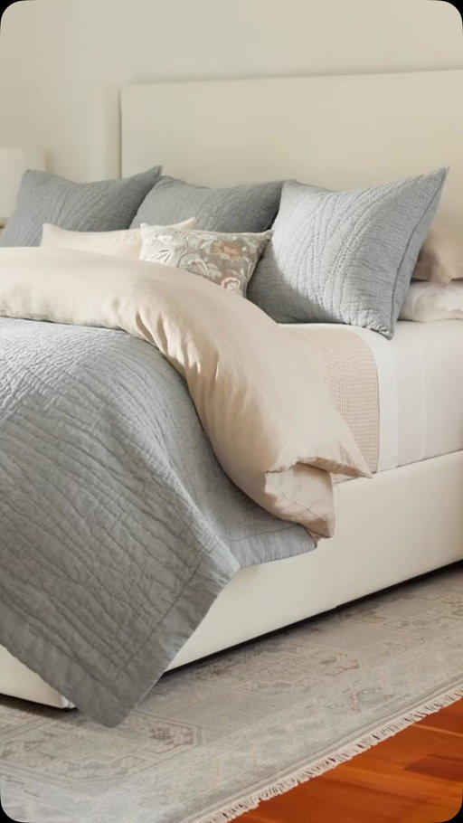 Our favorite place to end the day 🤍 We can’t get enough of Pottery Barn’s bedding, it’s our favorite!