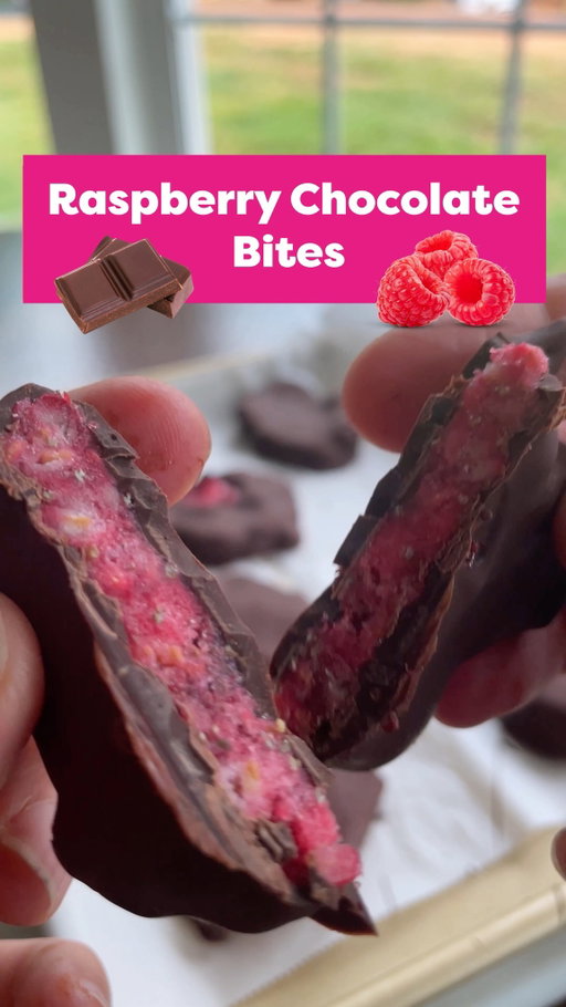 These Raspberry Chocolate Bites are the perfect, permissible sweet treat 😋 See below for how to make them. 

Ingredients: 
- One container of DOLE Raspberries 
- One handful of chia seeds 
- Honey (to taste) 
- Milk or dark chocolate 

Directions: 
1: Mash raspberries and chia seeds in a mixing bowl. Add honey to taste. 
2: Scoop mixture in small bites on sheet tray and press each one down with the back of a spoon. Put sheet tray in the freezer until the raspberry mixture firms up. 
3: Warm up your chocolate and use your spoon to dip the raspberry mixture into the chocolate. Chocolate should firm up quickly but you can put bites back in the freezer. 
4: If desired, add sprinkle of sea salt on top, and enjoy!

#NationalRaspberryDay #raspberries #raspberrychocolate #sweettreat #healthysnack