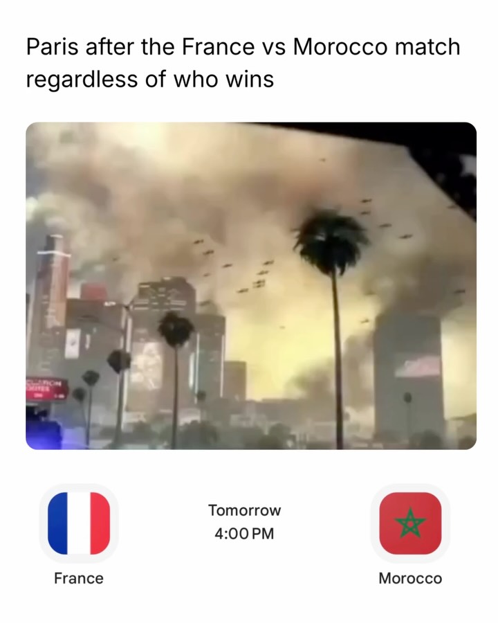 Football fans are counting down the hours for France vs Morocco 🇫🇷🇲🇦

One of the most anticipated quarterfinals of the 2026 World Cup takes place tomorrow as France face Morocco in a blockbuster rematch that has fans buzzing across social media. France booked their place after edging Paraguay 1 nil, while Morocco cruised past Canada 3 nil, setting up a clash between two of the tournament’s most exciting teams. A place in the semifinals is on the line, making the stakes even higher. 

The matchup carries extra emotion because it revives memories of their unforgettable 2022 World Cup semifinal, where France ended Morocco’s historic run. This time, Morocco return with another chance to make history, while France and Kylian Mbappé are chasing another deep World Cup run. Fans are expecting an electric atmosphere, with many already calling it one of the must watch games of the tournament.