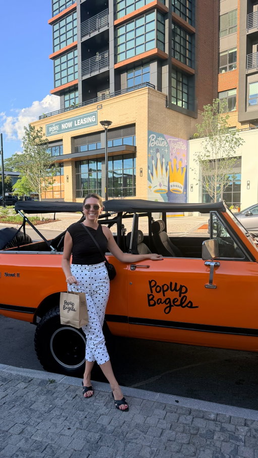Making @popupbagels before Charlotte gets the first bite this Friday! 

From Jersey girl to bagel girl for the day 🥯 Giving you a behind the schmear look before PopUp Bagels opens in Charlotte 👀 

Grand Opening is this Friday, July 9 and you don’t want to miss the Apple Pie 🥧 or the Brown Sugar Cinnamon Butter 🧈, a great new spot at @commonwealthplazamidwood 🙌