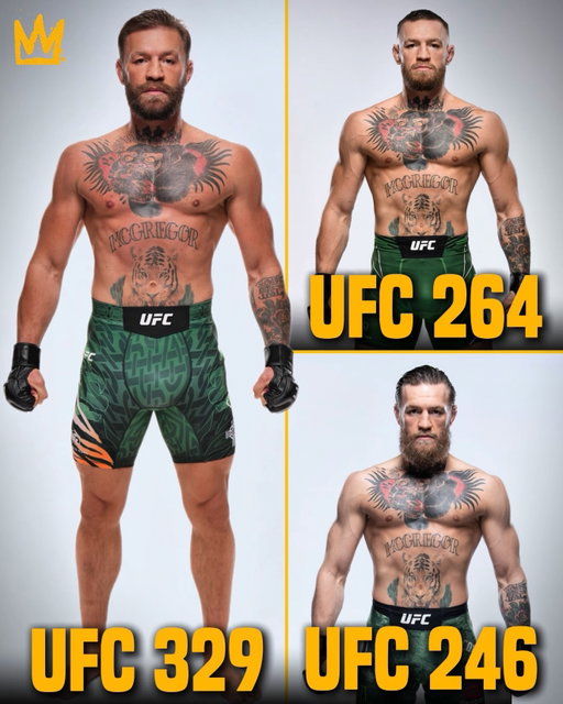 Conor McGregor’s current physique compared to his last UFC fight and his last fight at welterweight #UFC329