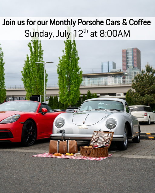 Join us for our monthly Cars & Coffee event on July 12th at 8am at Porsche Bellevue!

#Porsche #PorscheBellevue #Carsandcoffee