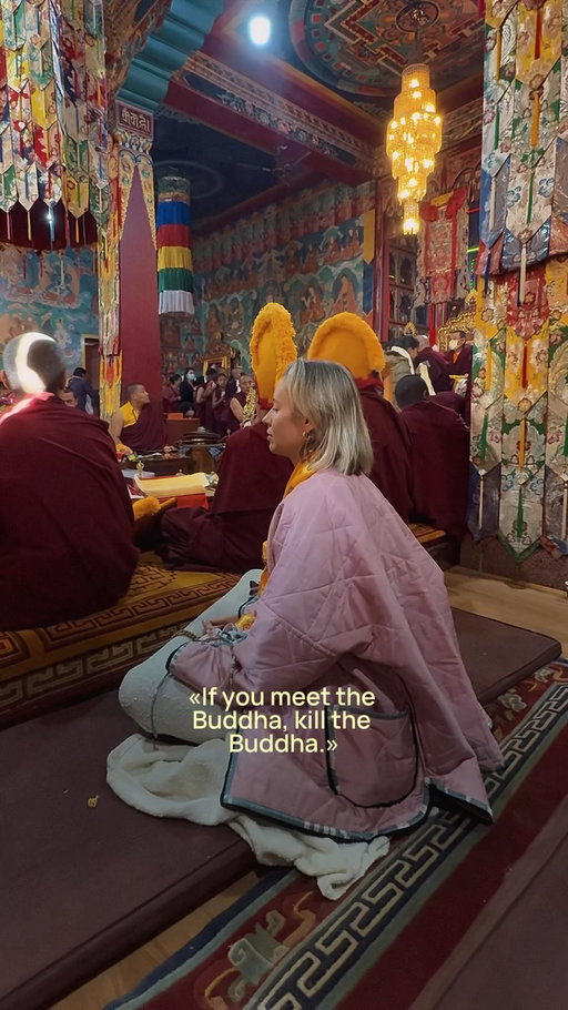 I once heard a paradoxical idea from Buddhism:

«If you meet the Buddha, kill the Buddha»

It sounds shocking, but its meaning is actually quite simple: don’t look for ideals or ultimate answers in other people.

Any teacher or role model is only a guide, not the truth itself.

Однажды услышала парадоксальную мысль:

«Если встретишь Будду – убей Будду»

Звучит шокирующе, но смысл гораздо проще:
«Не превращай даже Будду в объект поклонения, который заменит тебе собственное пробуждение.»

Буддизм считает, что ум постоянно создаёт новые объекты привязанности.

Сначала человек привязан к деньгам.

Потом — к отношениям.

Потом — к своему духовному пути.

Потом — к образу просветления.

Потом — к самому Будде.

Эго может присвоить себе всё.

Именно поэтому Чогьям Трунгпа называл это духовным материализмом.

Даже Будда может стать ещё одной «вещью», которой эго хочет обладать.