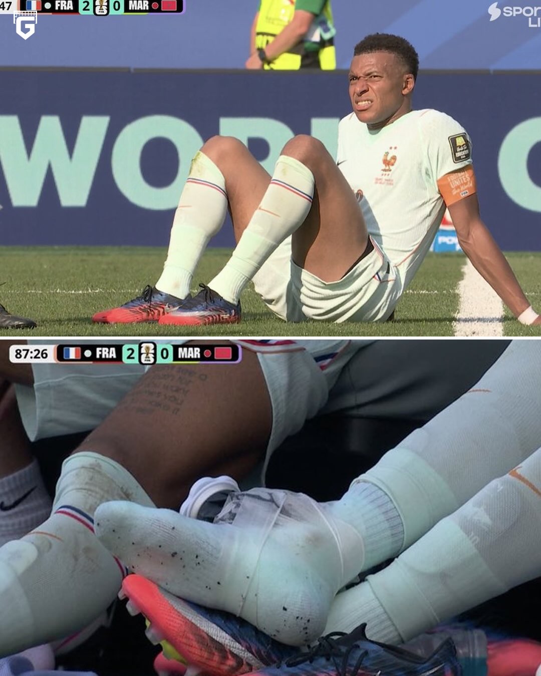 🇫🇷 Kylian Mbappé was substituted late in France's World Cup quarter-final against Morocco after appearing to pick up an injury to his right foot 😤