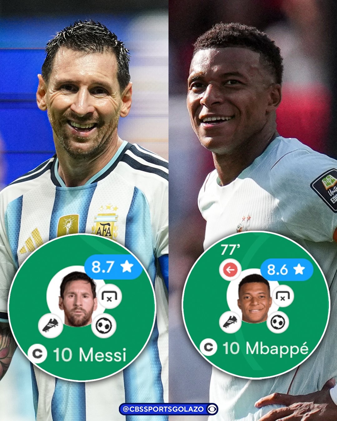 ❌ Missed penalty
⚽ Goal
🅰️ Assist

Lionel Messi and Kylian Mbappé had the exact same performances in their recent games 😅