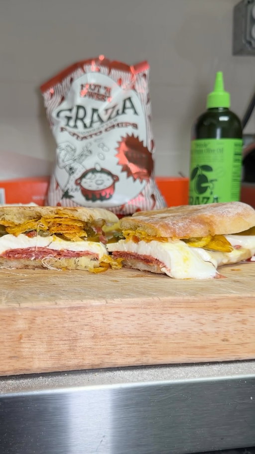 Introducing the bada bing with @getgraza New Hot ‘N Sweet chips. This sandwich is available exclusively at Casa Cugine July 10th-12th while supplies last.