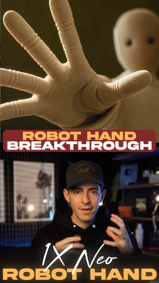 This is the most advanced robot hand ever invented.

It’s the tendon-based NEO hand from 1X.

And it sounds wild to say…but this single innovation might just be the “ChatGPT moment for robotics.”

Now the big breakthrough here is that this hand has 25 degrees of freedom.

And that means it has nearly as much dexterity and strength as a human hand.

It can assemble legos, play video games using a controller, and is even delicate enough to change a lightbulb.

Which is wild.

Now when you look at the hand, you can see the super complex tendon based drive system.

But the real genius…and what makes this so insanely unique is that this is the first ever robot hand that can feel.

See all other robotic hands are basically numb.

The hand can’t feel what it’s touching, so cameras watch the hand move and try to guess what it’s feeling.

That’s why most robot hands look so clumsy and laggy when they pick stuff up.

They have no sense of touch.

But this hand from 1X is completely different.
Every one of the degrees of freedom are force controlled and fully backdrivable.

That means when you push on any finger, it can stop moving and tell you how hard you pushed.

Now that sounds like a little tweak, but that single change makes the hand infinitely more useful for everyday tasks.

We are witnessing the very beginning of a new age in robotics.

And just like when Roger Bannister broke the 4-minute mile, this is the hand that’ll reset the frontier for robots.

Follow @kallaway for more videos like this 

#ai #tech #robots #robotics #technology