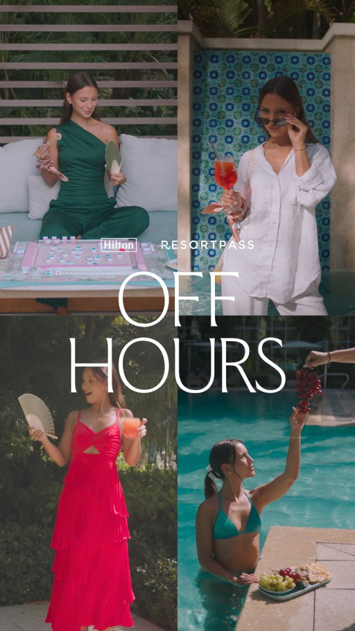 This summer, the day pass is the new passport.

Off Hours goes Around the World this July — four destinations, four poolside experiences, and no passport required.

🀄️ Mahjong Social Club
Sushi, sake, Mahjong by the pool, and a few keepsakes to take home. Learn the game, watch live sushi rolling, and spend the evening floating between bites and friendly competition.
📍 @hiltonwestpalmbeach | Friday, July 17 | 7–10 PM

🍋 Spritz into Amalfi Summer
Celebrate golden hour with a complimentary spritz, an Italian market, live DJ, pizza station, and poolside moments inspired by the Amalfi Coast.
📍 @hiltontampadowntown | Saturday, July 18 | 7–10 PM

🫒 Mediterranean Nights
Aperol spritzes, passed Mediterranean bites, granitas, a Mediterranean market, and an evening that feels like vacation by the sea.
📍 @beachhousefortlauderdale | Friday, July 24 | 7–10 PM

💃 Playa Nights
📍 @signiadiplomatresort Details and more to come soon. 

Which stop are you booking first? Link in bio.