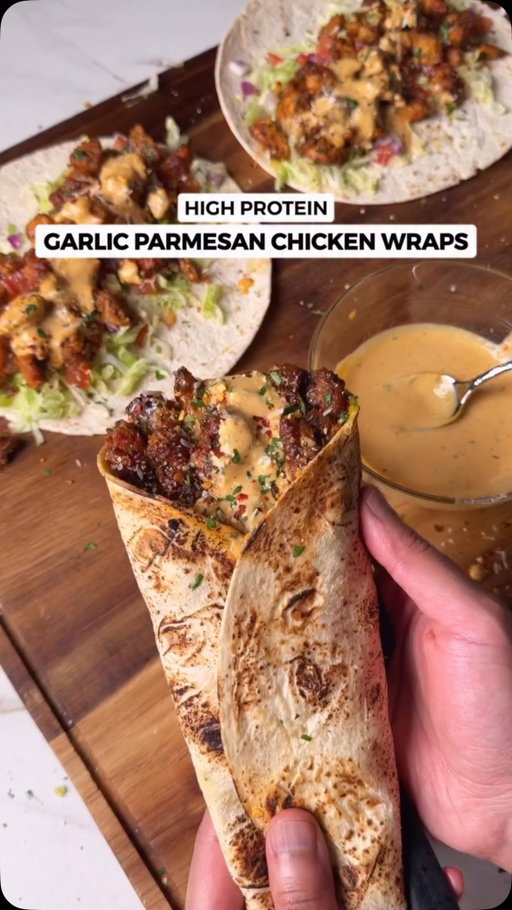 High protein - Garlic Parmesan Chicken Wraps #food #foodie #foodgasm