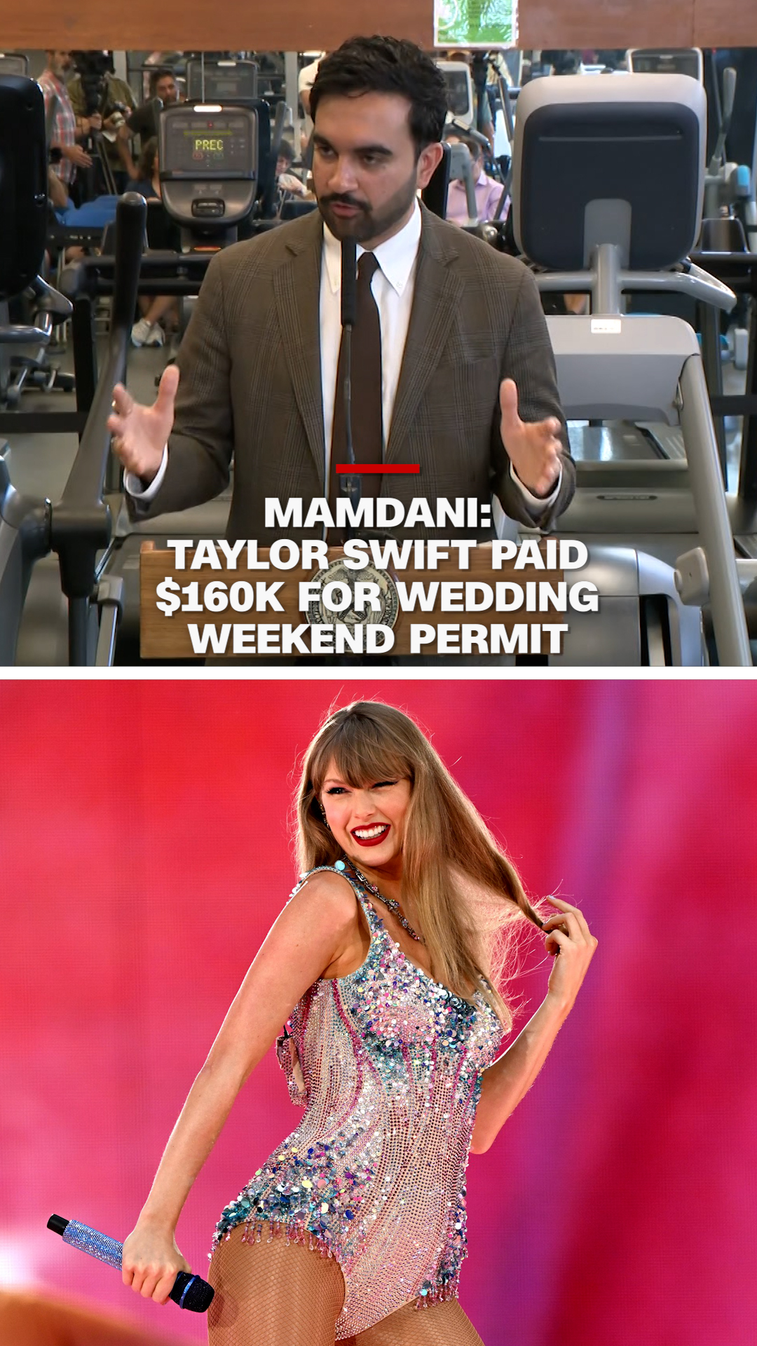 New York City Mayor Zohran Mamdani confirms pop star Taylor Swift paid more than $160,000 for permits around her Madison Square Garden wedding to Kansas City Chiefs tight end Travis Kelce.