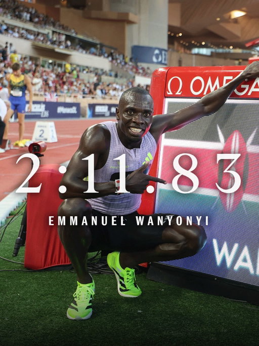 ONE FOR THE HISTORY BOOKS. 📖

@emmanuelwanyoni800m clocks an incredible 2:11.83 in Monaco to shatter a 27-year-old 1000m world record.

#YouGotThis
