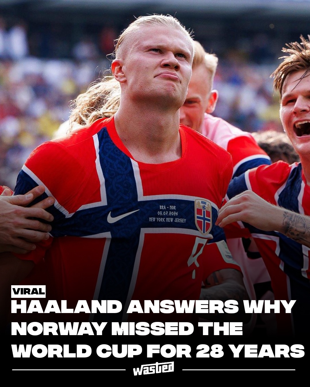Erling Haaland struck twice late to stun five-time champions Brazil 2-1, carrying Norway into the World Cup quarterfinals for the first time in their history. After being smothered by the Brazilian defense for most of the afternoon, the Manchester City forward rose highest for a 79th-minute header, then buried a low finish in the 90th to seal one of the greatest nights Norwegian football has ever known.

His post-match reflection came with the dry humor fans have come to expect. Norway hadn't appeared at a World Cup since 1998, a 28-year absence, and asked about the long wait, Haaland brushed it off: "What we've been doing is amazing. And it took 28 years. It took some time. I'm 25 years old, so you can't really blame me for that." He admitted he was "lost for words," adding, "I didn't dream of this ever in my life."

The run has been built on his shoulders. Haaland now sits on 7 goals at this tournament, a tally that matches everything Norway managed across their three previous World Cup appearances, in 1938, 1994, and 1998, combined. Tied with Messi and Mbappé at the top of the Golden Boot race, he'll have another opportunity when Norway meet England in the quarterfinals in Miami.

Sources: NBC News, ESPN, CBS Sports.