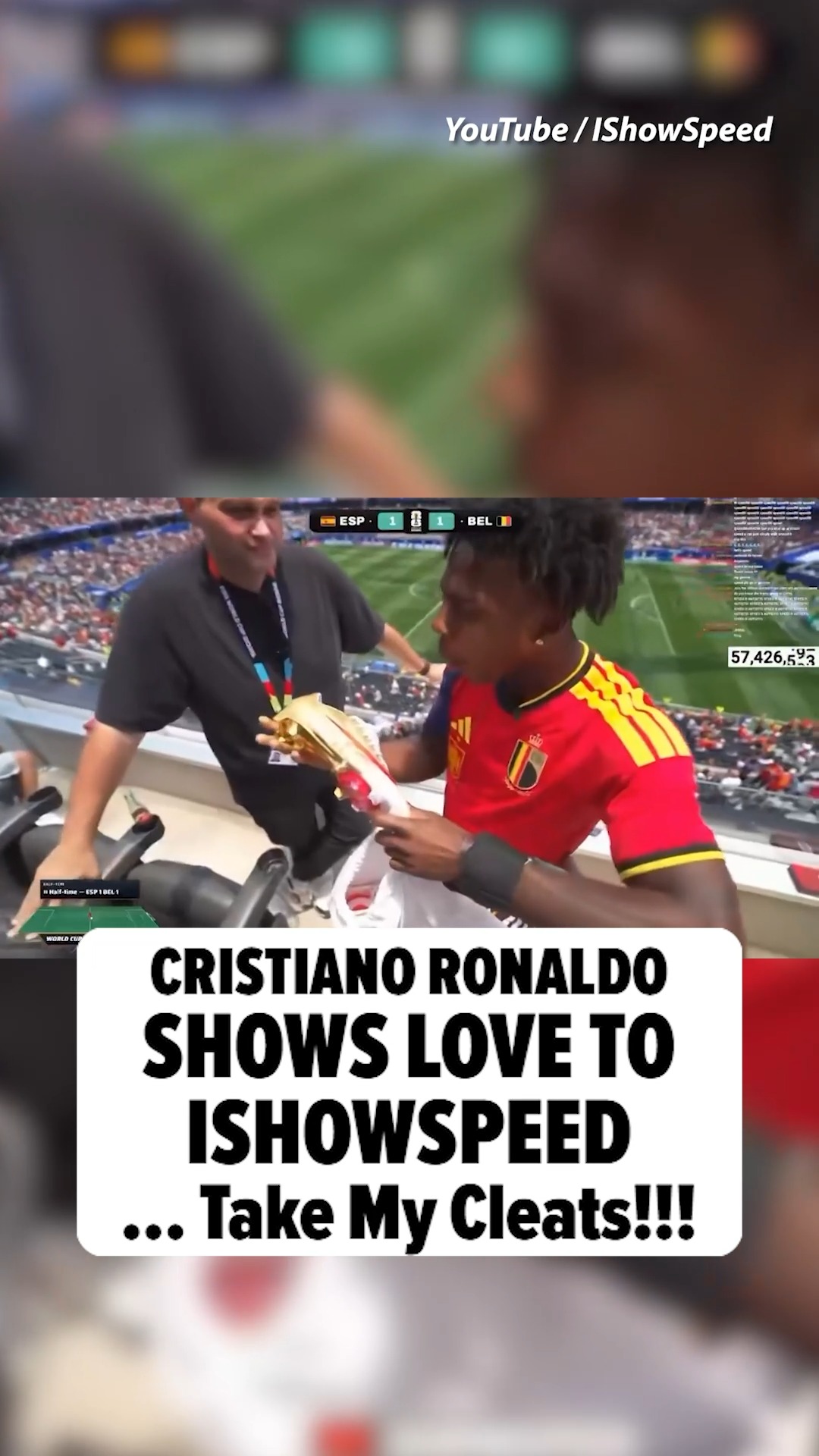 ⚽😱 Cristiano Ronaldo just made IShowSpeed's year -- and maybe his whole life -- 'cause the soccer superstar gifted the popular streamer and diehard CR7 fanatic a pair of his game-worn FIFA World Cup cleats!!

🎥: YouTube / IShowSpeed