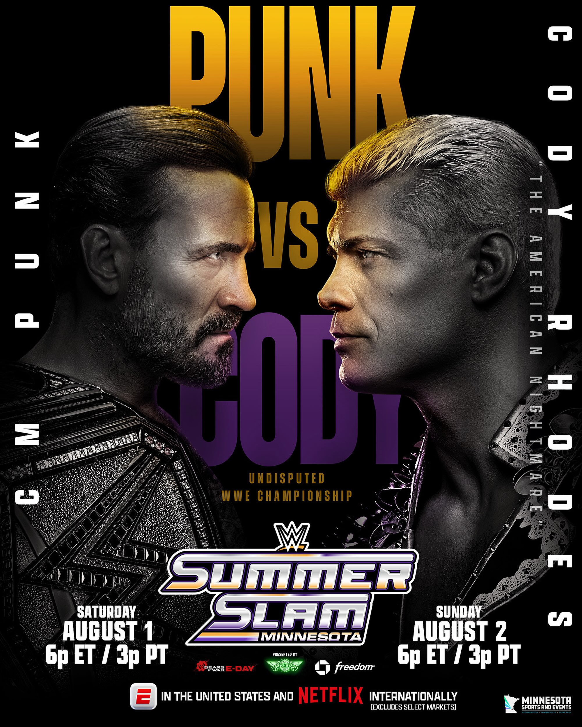 Years in the making…
and the time is now!

CM Punk…
Cody Rhodes…
for the Undisputed @WWE Championship 

#SummerSlam!

Streaming on the @espn app in the US / @netflix internationally.