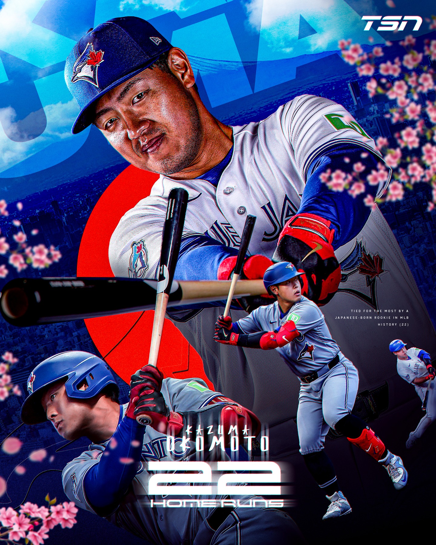 Kazuma Okamoto ties Shohei Ohtani for the most home runs (22) by a Japanese-born rookie in #MLB history 🇯🇵