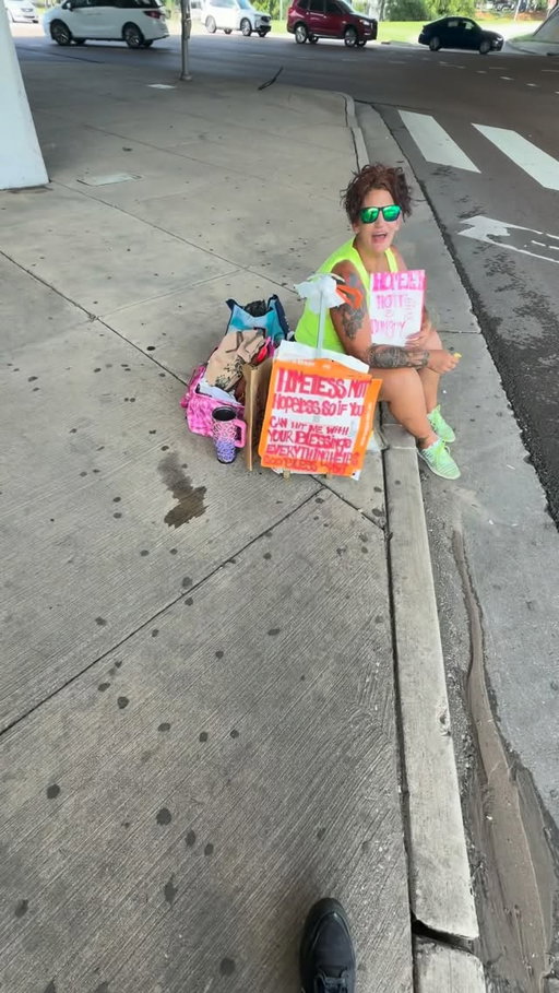 “God Means Everything to Me”🥹💜 Let’s help HOPE get off the street! (GoFundMe L1NK 1N B10) I want to start using my platform to help people💜 #kindness #homeless #God #hope
