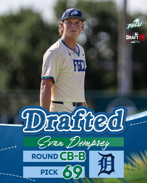 Evan Dempsey becomes the second-highest FGCU player ever selected in the @mlb Amateur Draft. 

The Detroit @Tigers get a nice addition to their organization at the plate and on the mound.

#WingsUp