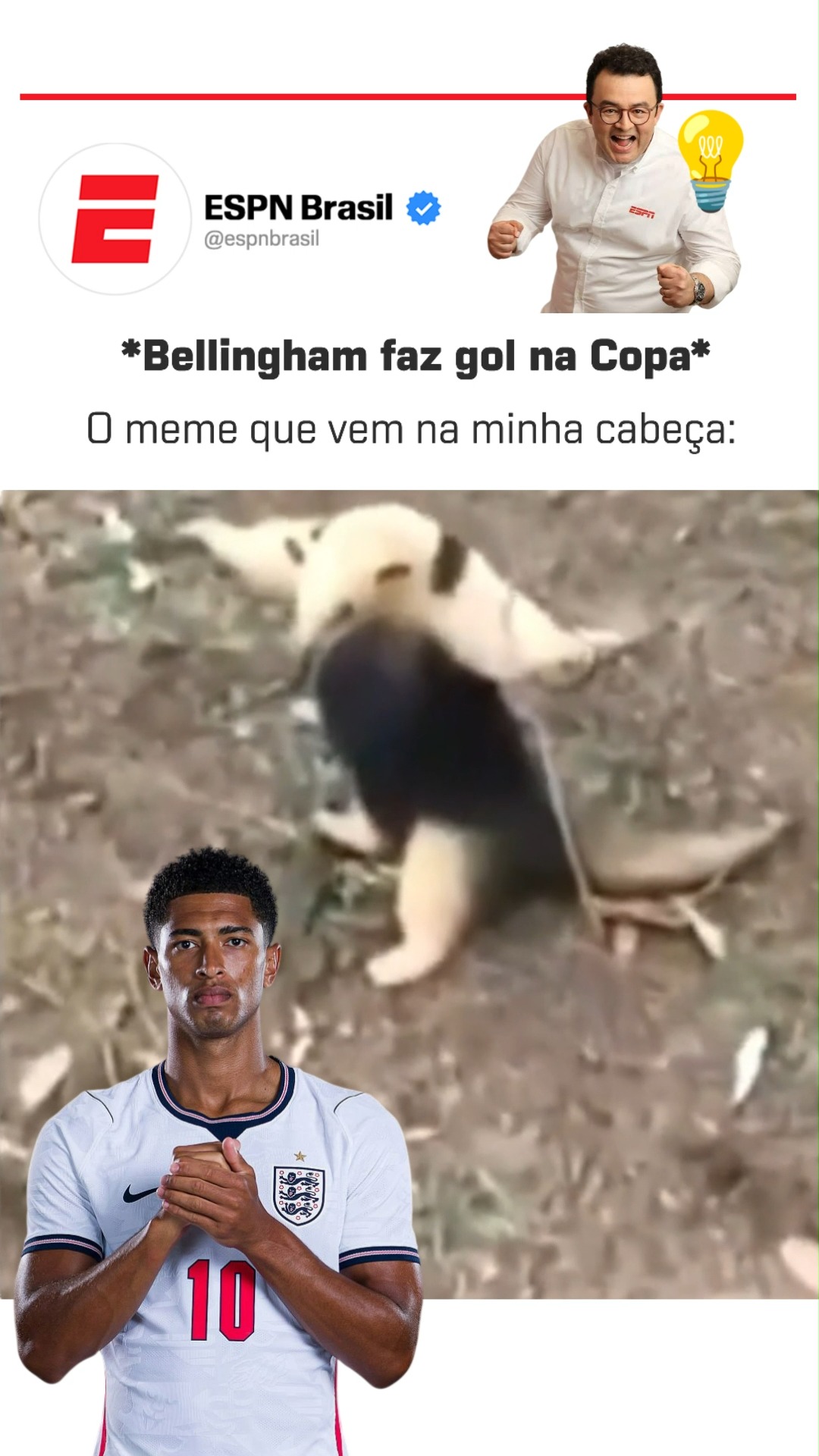Jude Bellingham é inevitável! Ou seria... BELIGOL, @rogeriovaughan? 👀😁

Assista a Noruega x Inglaterra agora, com transmissão ao vivo pela CazéTV, disponível sem custo adicional no #DisneyPlus

#ESPN2026 #FIFAWorldCup #Noruega #Inglaterra #gol #Bellingham