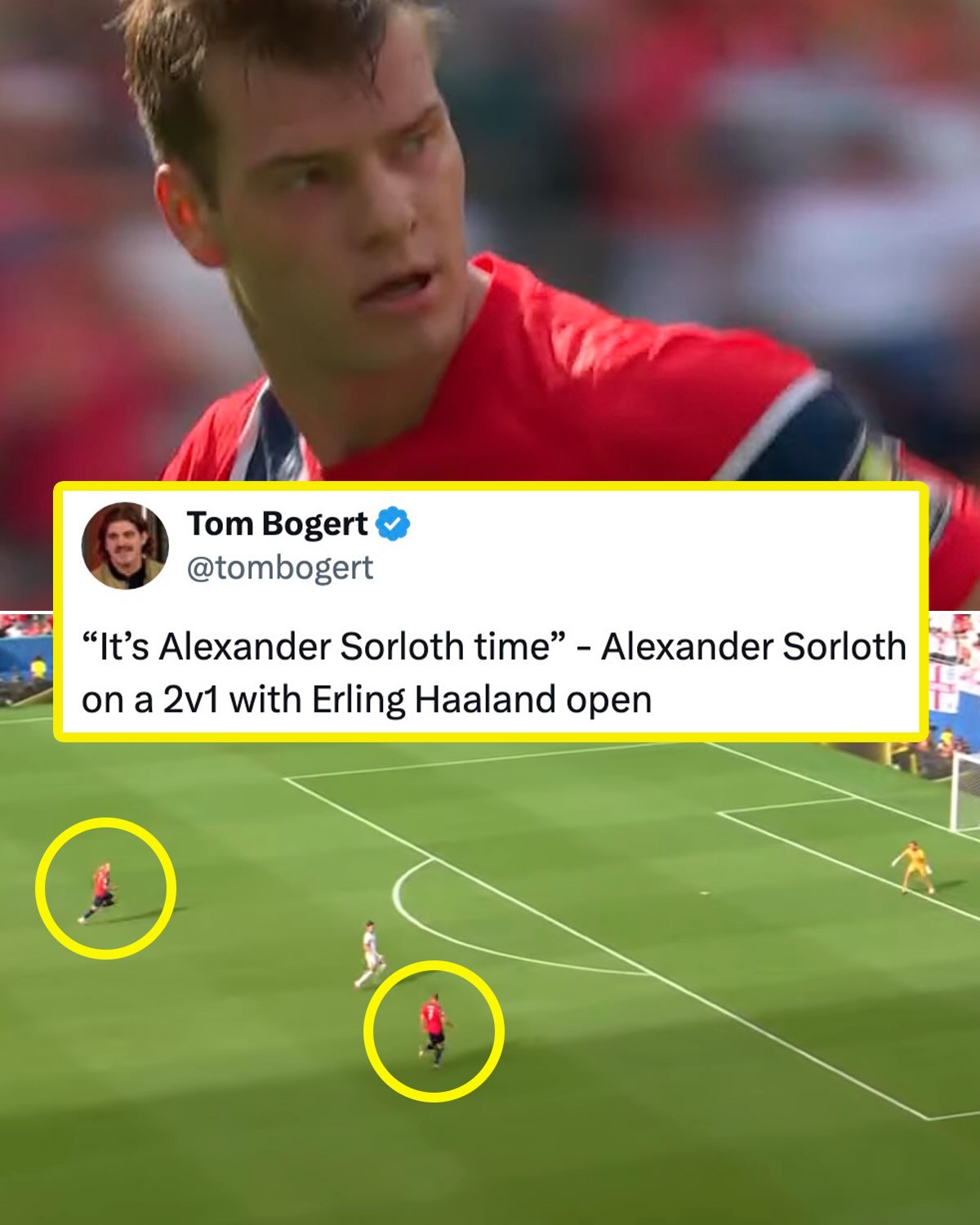 Alexander Sorloth passed up on a pass to Erling Haaland in the first half of Norway’s World Cup quarter-final, and they went into the first half level with England 😬