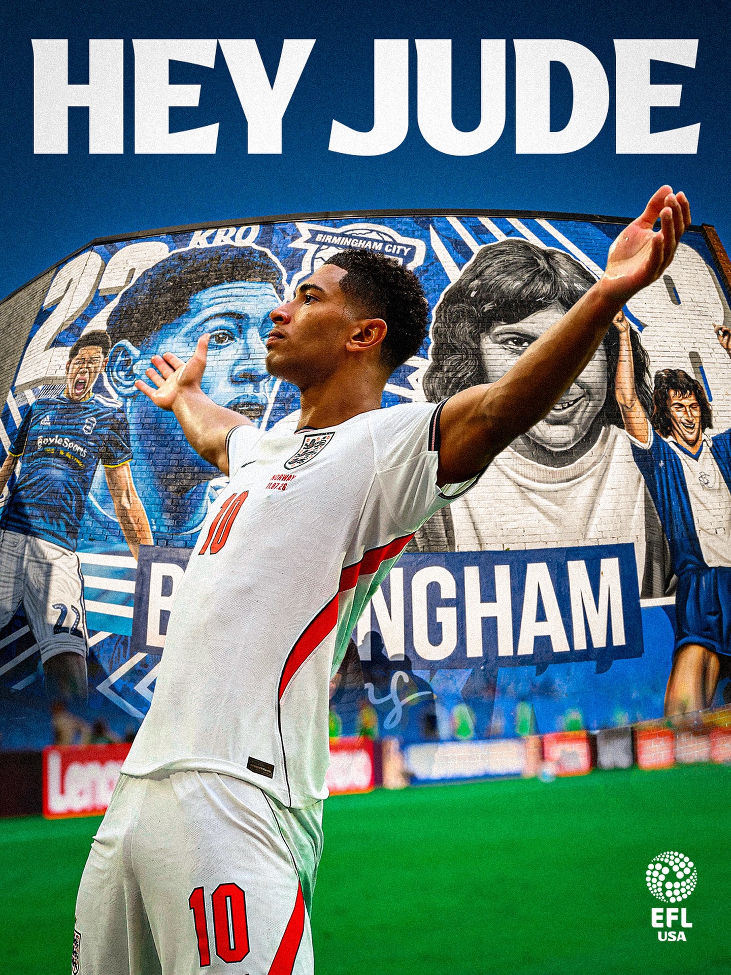 The next English icon has arrived.

From a retired No. 22 at Birmingham to England’s iconic No. 10, Jude Bellingham keeps writing history.

How high is his ceiling? 🌟

#EFLUSA