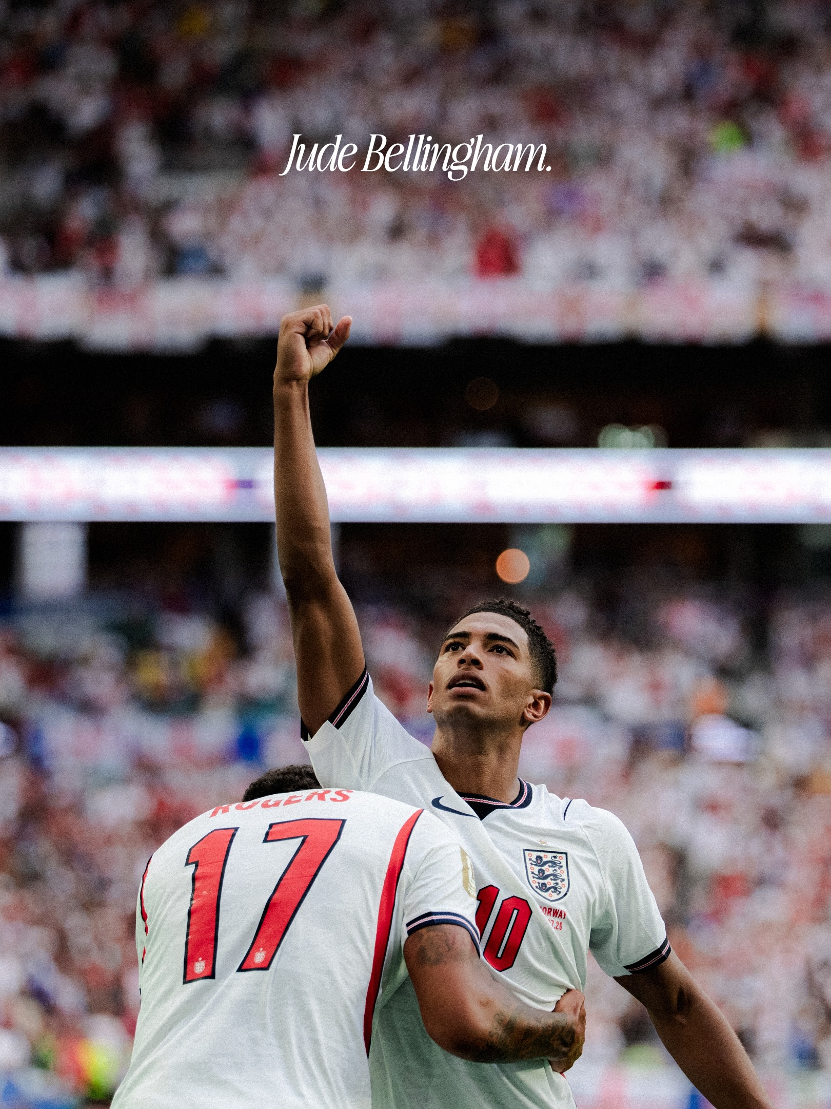 Build the Statue. As if his heroics at the Azteca weren’t enough, Jude Bellingham guides England past Norway and to a World Cup semifinal. Had us mesmerized down in Miami…

📸: @rodolfhochona

#fifaworldcup 
#eltri 
#englandfootball 
#threelions 
#sportsphotography