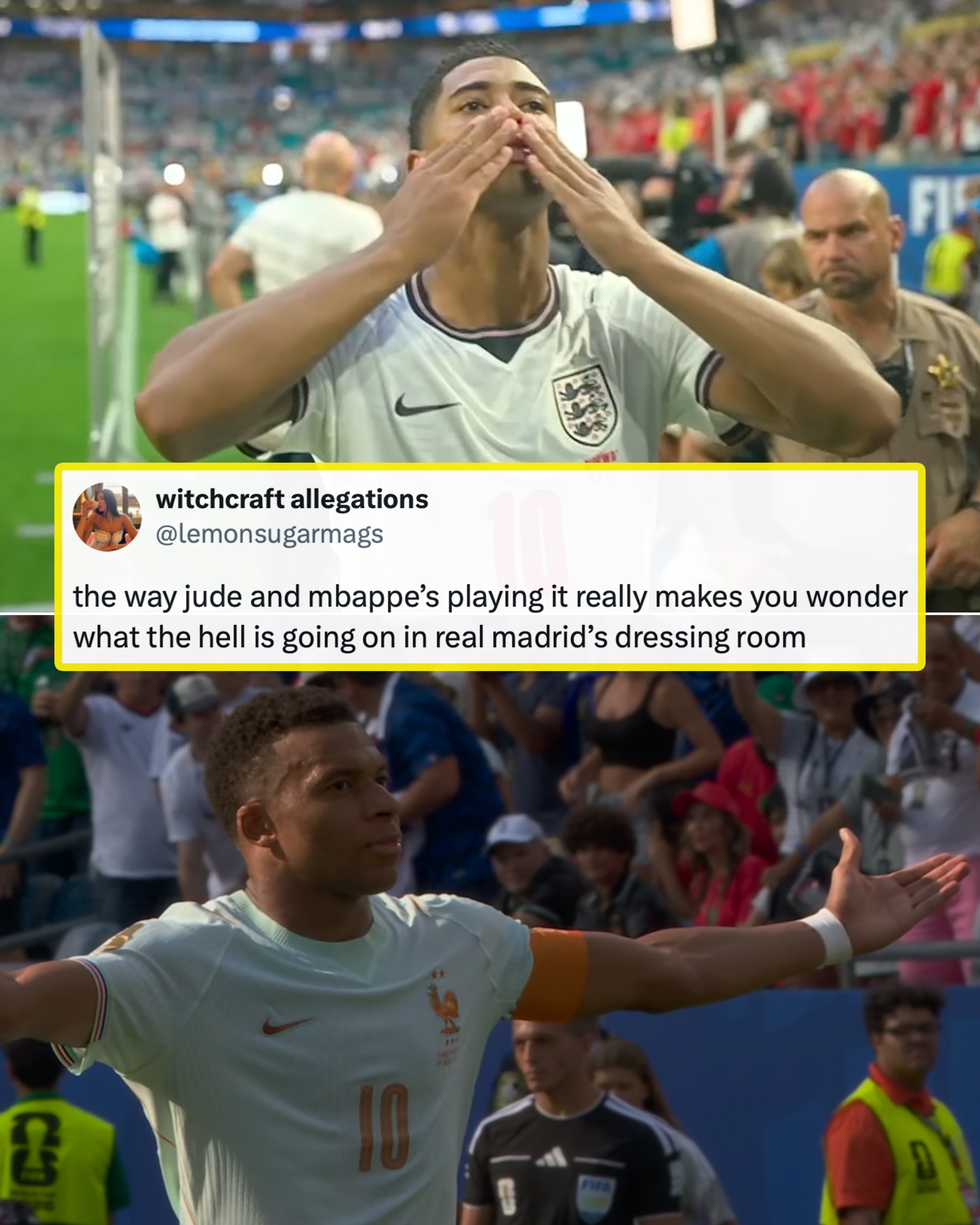 Real Madrid players have scored a record 19 goals this World Cup, with Jude Bellingham and Kylian Mbappe grabbing 14 between them 🔥

Yet Madrid won no major trophies in the last two seasons 🤨