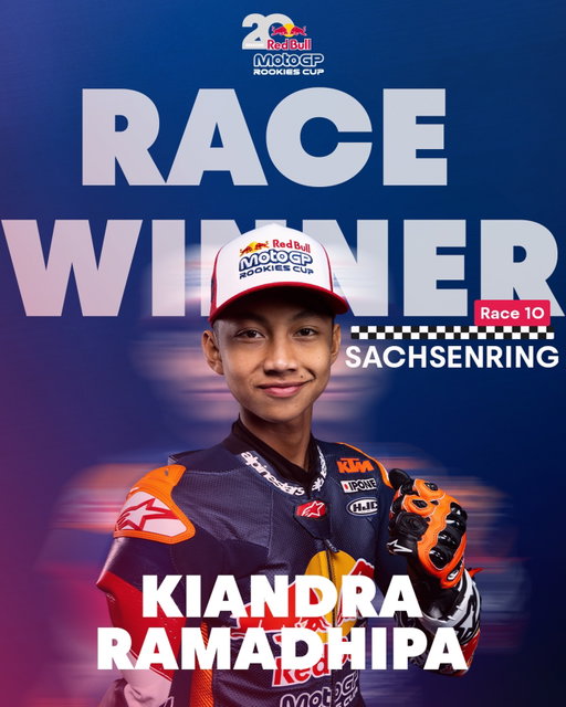 RAMADHIPA WINS RACE 10! 🔥

That’s a second victory this season for the Indonesian rider 👏

#RedBullRookiesCup #RoadToMotoGP #GermanGP #Racing #Motorcycle