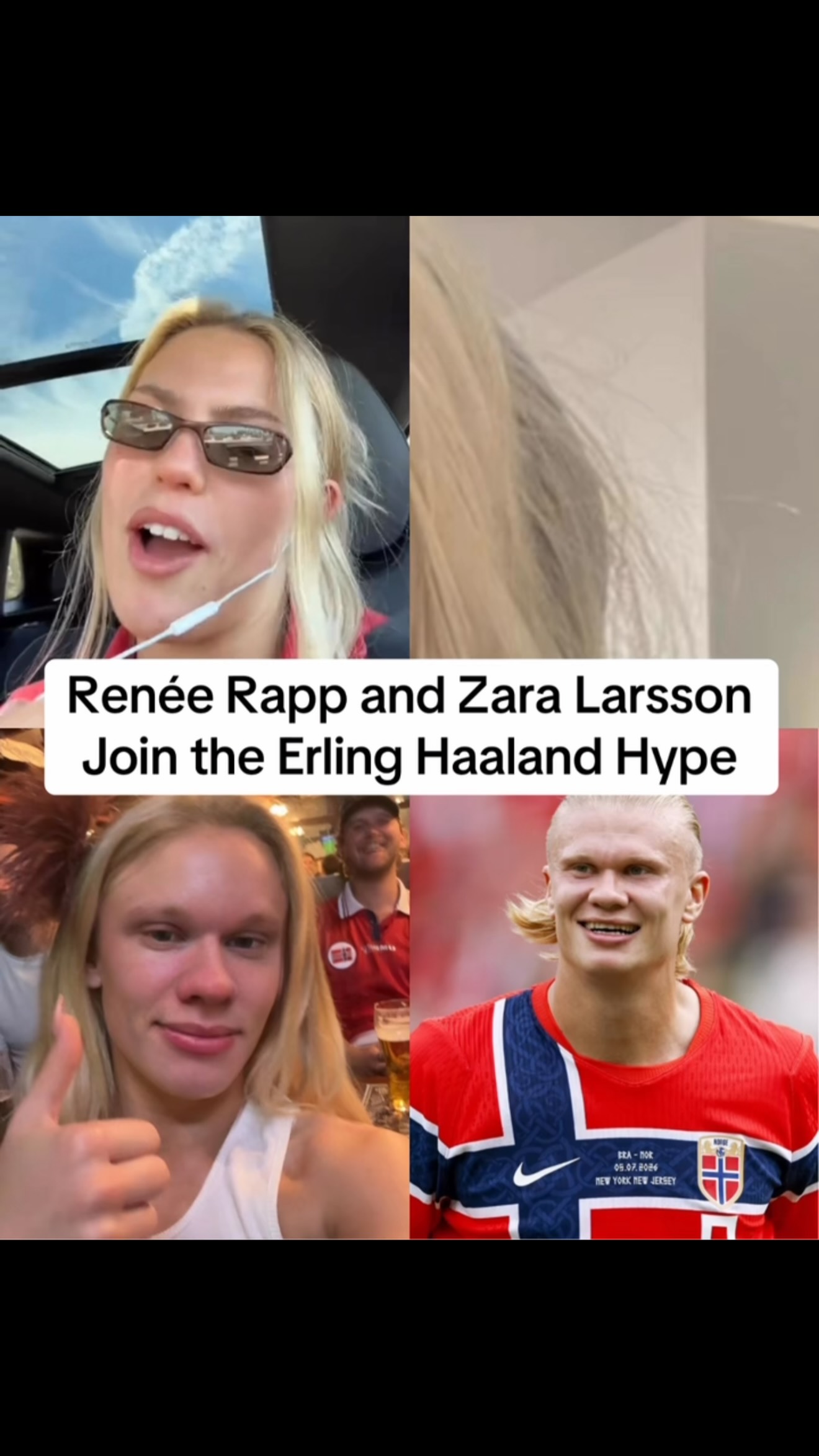 Blonde pop stars Renée Rapp and Zara Larsson are fully embracing the internet’s latest obsession: Erling Haaland.

Renée hopped on the viral trend by taking a quiz to see if she could tell the difference between photos of herself and the Manchester City striker based solely on their long blonde hair. Meanwhile, Zara shared an Instagram Story featuring Haaland’s face edited onto her own, proving she’s in on the joke too.

The Haaland look-alike memes continue to spread across social media, with fans, and now celebrities, joining in on the fun.